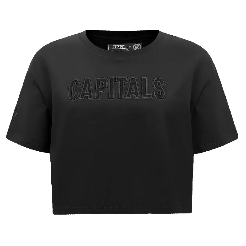 NHL WASHINGTON CAPITALS NEUTRAL WOMEN'S BOXY TEE (BLACK) Embroidered Appliqued Beaded NHL WASHINGTON CAPITALS NEUTRAL WOMEN'S BOXY TEE (BLACK) Embroidered Appliqued Beaded