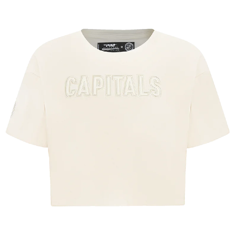NHL WASHINGTON CAPITALS NEUTRAL WOMEN'S BOXY TEE (EGGSHELL) Ribbed Striped Patterned NHL WASHINGTON CAPITALS NEUTRAL WOMEN'S BOXY TEE (EGGSHELL) Ribbed Striped Patterned