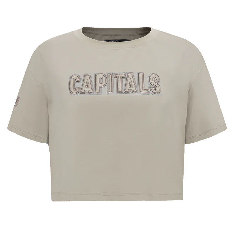 NHL WASHINGTON CAPITALS NEUTRAL WOMEN'S BOXY TEE (TAUPE) Mesh Fabric Canvas Fabric Denim Fabric NHL WASHINGTON CAPITALS NEUTRAL WOMEN'S BOXY TEE (TAUPE) Mesh Fabric Canvas Fabric Denim Fabric
