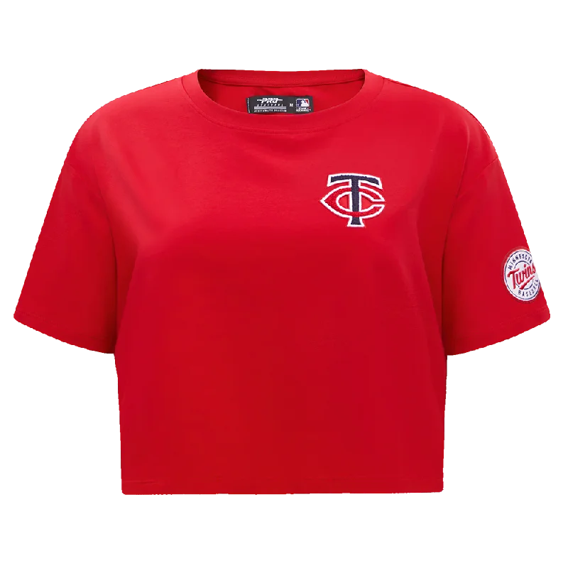 MLB MINNESOTA TWINS CLASSIC WOMEN'S BOXY TEE (RED) Hooded Caped Shawl Collar