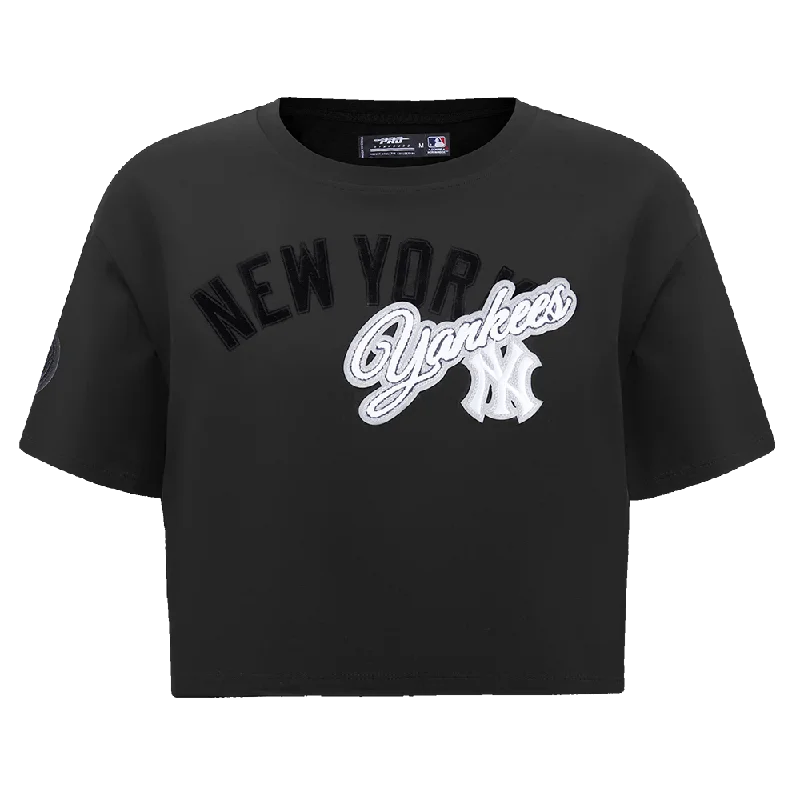 MLB NEW YORK YANKEES SCRIPT SJ BOXY TEE (BLACK) Polka Dot Checkered Tartan