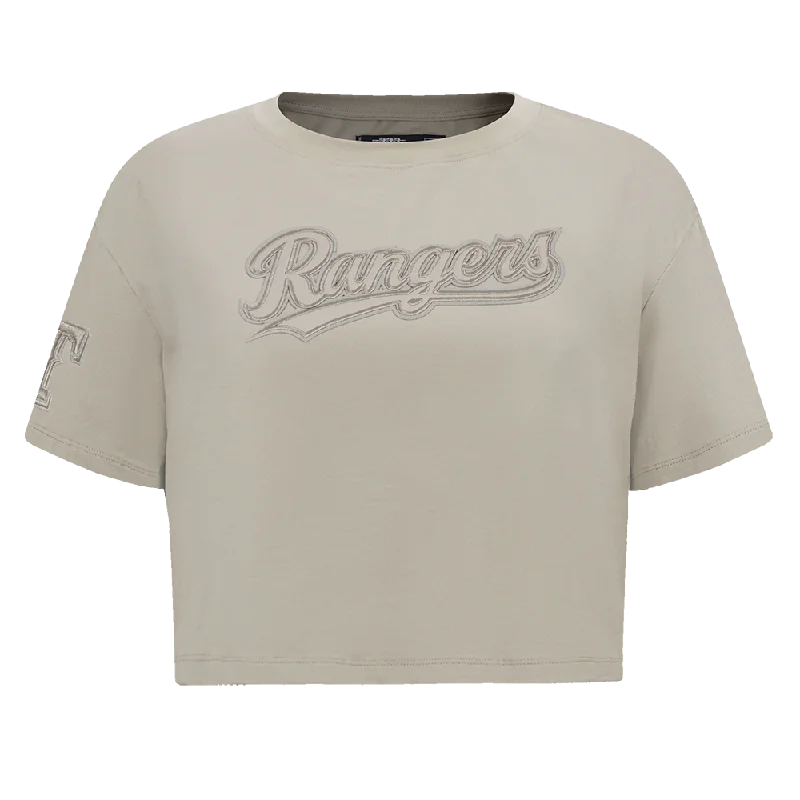 MLB TEXAS RANGERS NEUTRAL WOMEN'S BOXY TEE (TAUPE) Elegant Classic Vintage