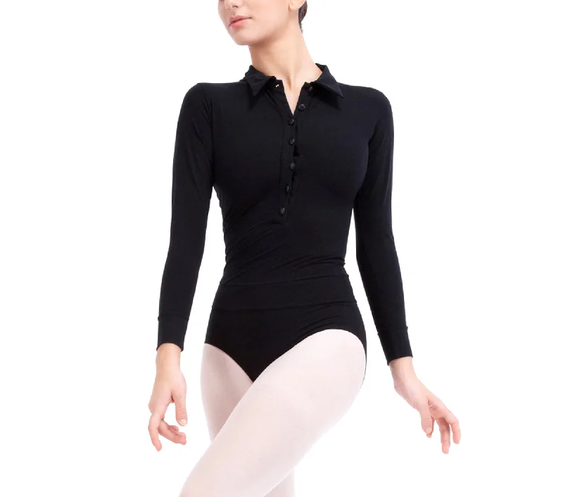 Shirt collar leotard-just arrive Casual Button-Up Short Tee