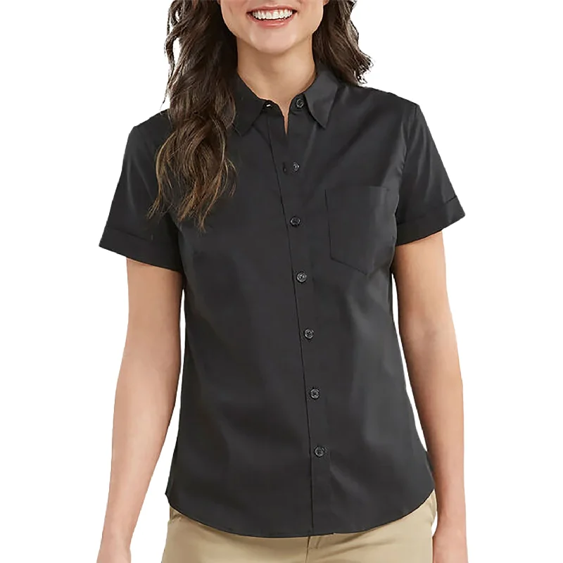 Women's Button-Up Work Shirt FS212 Trendy Tie-Front Short Shirt
