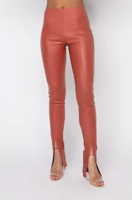 FULL OF SECRETS VEGAN LEATHER TROUSER Trousers Spring Floral