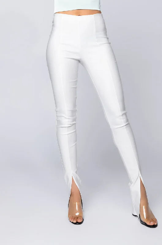 FULL OF SECRETS VEGAN LEATHER TROUSER WHITE Trousers Modern Contemporary