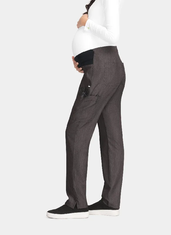 Koi Next Gen On The Move Maternity Scrub Trousers - Heather Grey Trousers Plaid Checkered