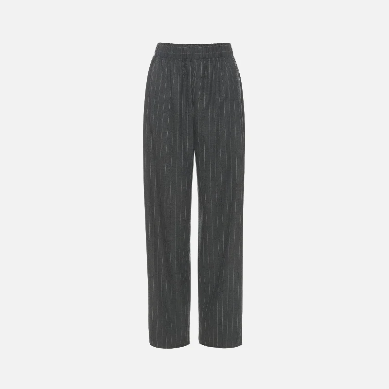 Miaou Naya Trouser - Pinstripe Wool Wide Leg Loose Fit Mid Waist