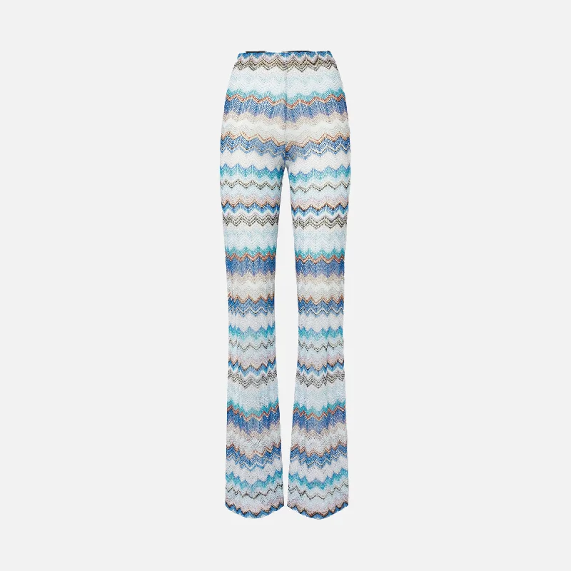 Missoni Trousers - Multicolor Blue Tones Trousers Harem Relaxed Fit