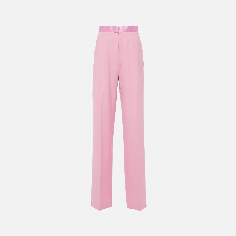 Nensi Dojaka Tailored Leg Trousers With Satin Waistband - Pink Trousers Pleated Formal Nensi Dojaka Tailored Leg Trousers With Satin Waistband - Pink Trousers Pleated Formal