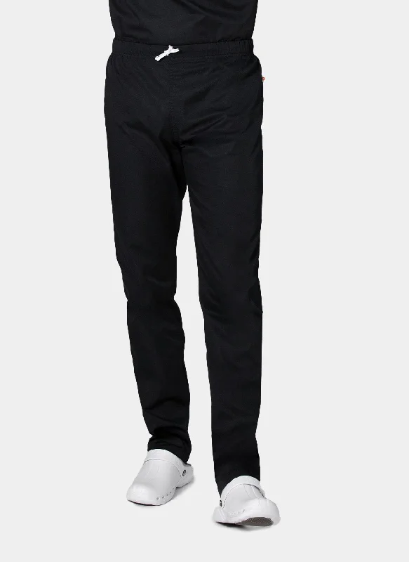 HappyFIT Unisex Scrub Trousers - Black Trousers Tapered Slim Fit