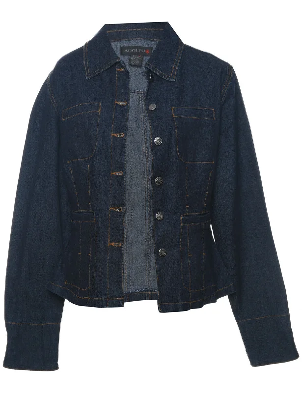 Adolfo Tailored Indigo Denim Jacket - M Denim Jacket Leather Jacket Suede Jacket