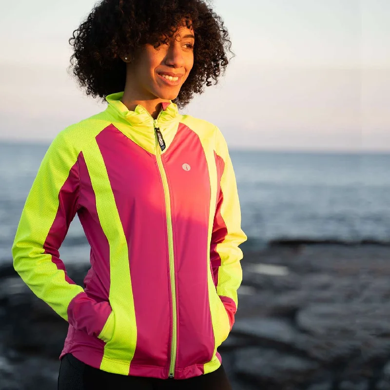 Albany Reflective Women's Softshell Jacket in Beetroot/Flo Lime Plaid Jacket Tartan Jacket Houndstooth Jacket Albany Reflective Women's Softshell Jacket in Beetroot/Flo Lime Plaid Jacket Tartan Jacket Houndstooth Jacket