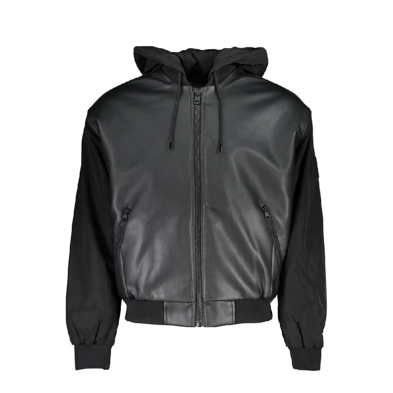 Calvin Klein Sleek Contrast-Trim Jacket with Women's Hood Knit Fabric Woven Fabric Fleece Fabric Calvin Klein Sleek Contrast-Trim Jacket with Women's Hood Knit Fabric Woven Fabric Fleece Fabric