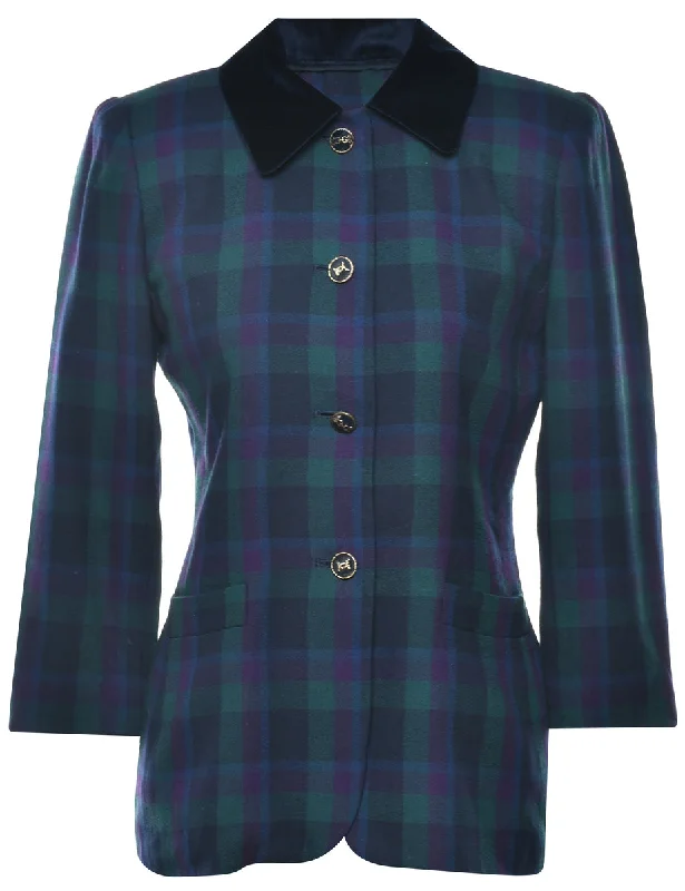 Checked Jacket - M Herringbone Jacket Houndstooth Jacket Plaid Jacket