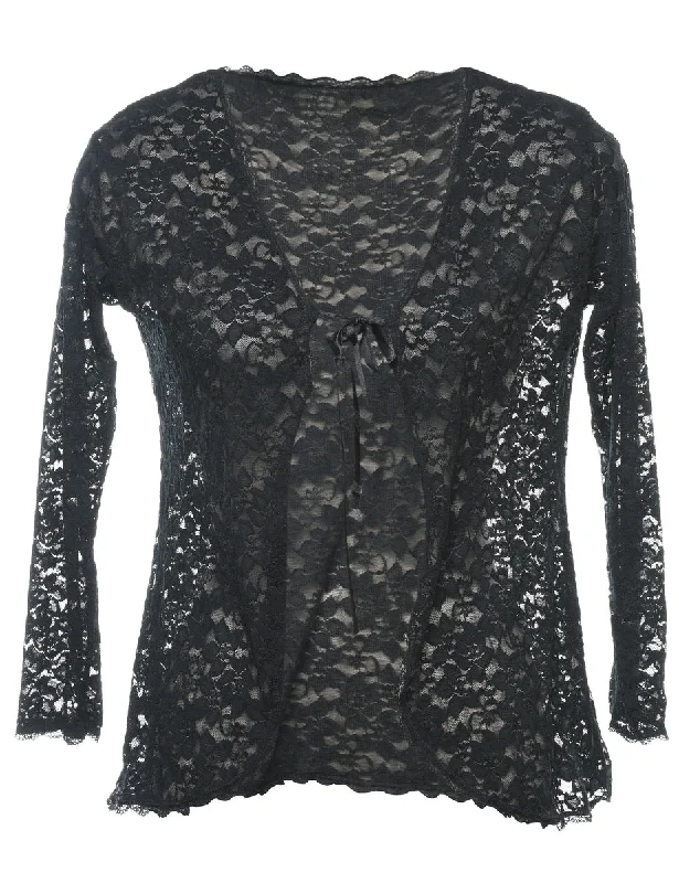 Classic Black Lace Y2K Evening Jacket - M Denim Jacket Leather Jacket Suede Jacket