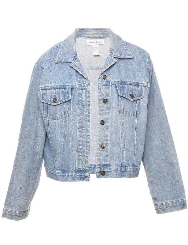 Classic Light Wash Denim Jacket - L Fleece Jacket Down Jacket Parka