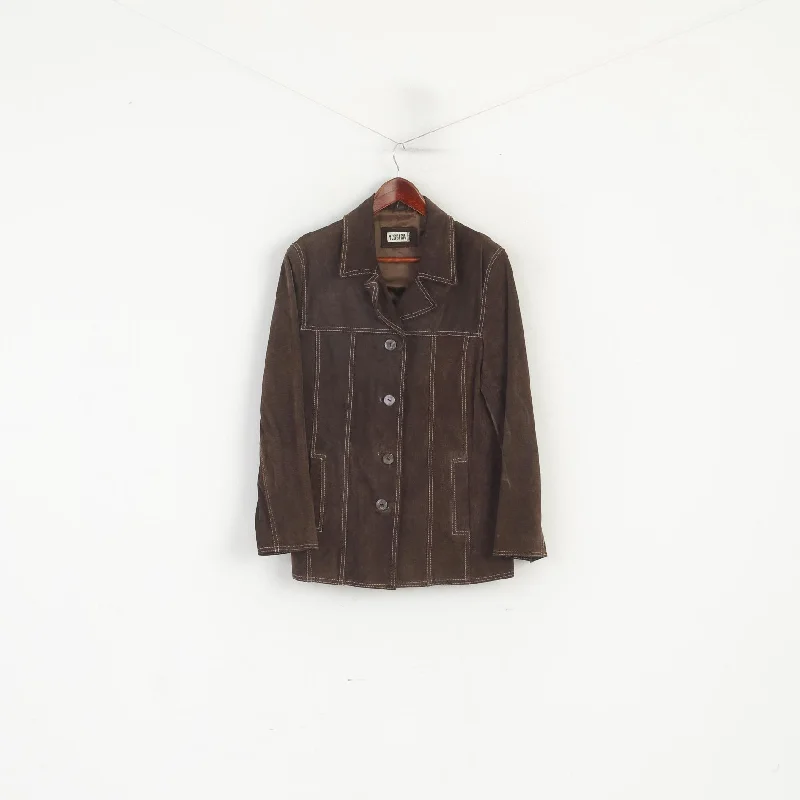 Yessica C&A Women 14 40 M Jacket Brown Leather Vintage Single Breasted Retro Top Rayon Jacket Velvet Jacket Corduroy Jacket Yessica C&A Women 14 40 M Jacket Brown Leather Vintage Single Breasted Retro Top Rayon Jacket Velvet Jacket Corduroy Jacket