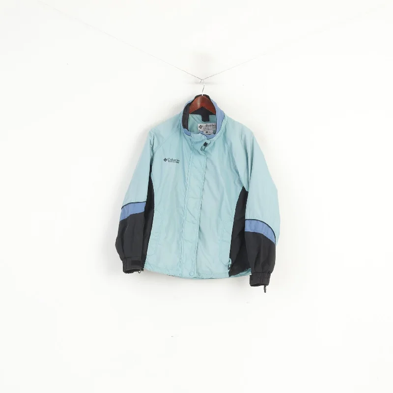 Columbia Sportswear Women S Jacket Blue Vintage Bomber Nylon Waterproof Top Stand-Up Collar Roll-Neck Collar Turtle Neck