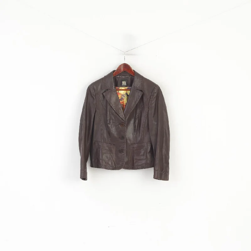 Madeleine Women 14 40 M Leather Jacket Brown Boho Western Single Breasted Blazer Front Pockets Side Pockets Patch Pockets Madeleine Women 14 40 M Leather Jacket Brown Boho Western Single Breasted Blazer Front Pockets Side Pockets Patch Pockets