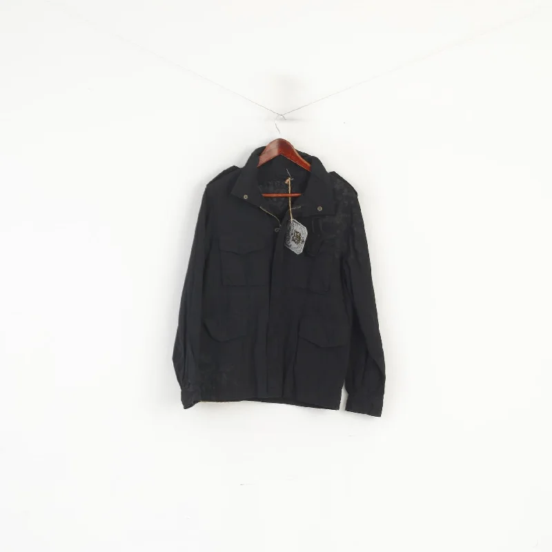 New Ringspun Women M 10 Jacket Black Cotton Full Zipper Lightweight Detailed Top Tiered Jacket Buttoned Jacket Zippered Jacket New Ringspun Women M 10 Jacket Black Cotton Full Zipper Lightweight Detailed Top Tiered Jacket Buttoned Jacket Zippered Jacket