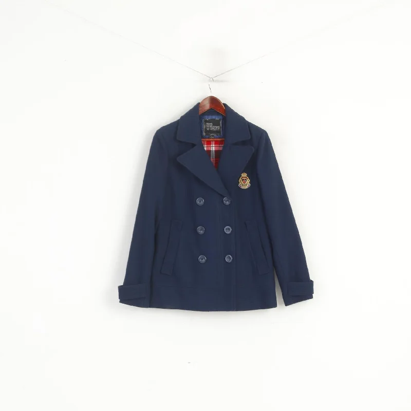 Ruby Tuesday Women 40 L Jacket Navy Wool Double Breasted Sohool School Top Notch Collar Peter Pan Collar Cowl Neck Ruby Tuesday Women 40 L Jacket Navy Wool Double Breasted Sohool School Top Notch Collar Peter Pan Collar Cowl Neck