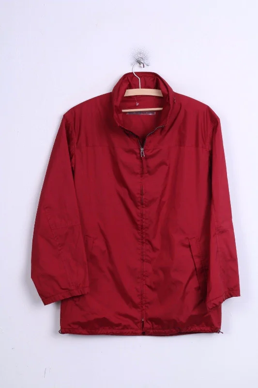 Strellson Women 46 M Jacket Dark Red Hidden Hood Harrington Casual Wool Fabric Cashmere Fabric Tweed Fabric