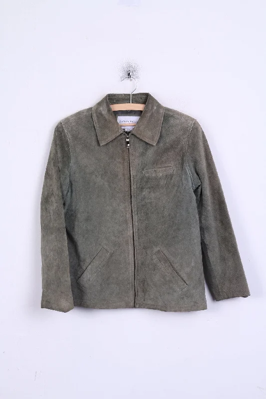 JACLYN SMITH Classic Womens S Jacket Leather Khaki Full Zip Bomber Jacket Anorak Windbreaker JACLYN SMITH Classic Womens S Jacket Leather Khaki Full Zip Bomber Jacket Anorak Windbreaker
