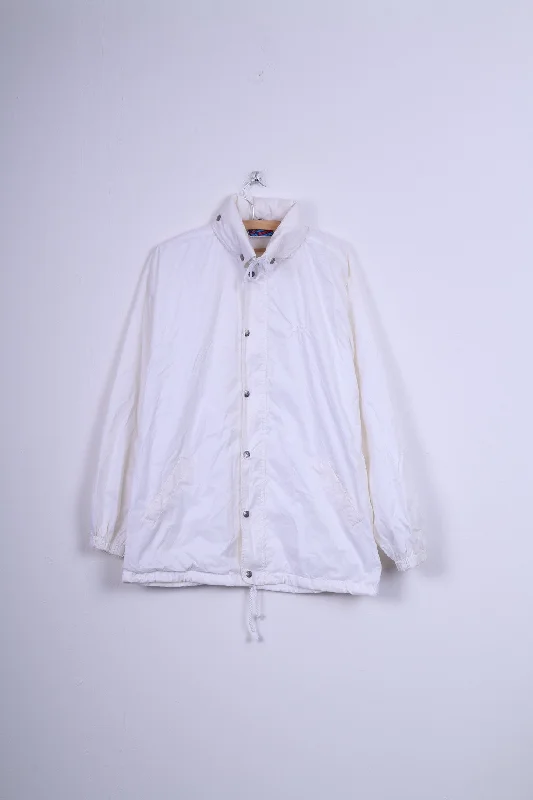 US Basic Womens L Jacket Cream Nylon Waterproof BMW Zip Up Lightweight Top Embroidered Jacket Appliqued Jacket Beaded Jacket US Basic Womens L Jacket Cream Nylon Waterproof BMW Zip Up Lightweight Top Embroidered Jacket Appliqued Jacket Beaded Jacket
