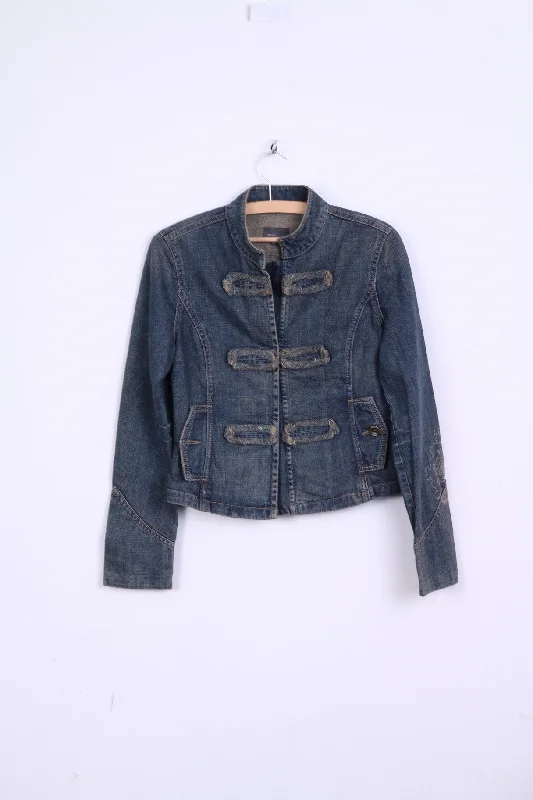 MEXX Womens S 10 Denim Jacket Blue Vintage Cotton Jeans Nylon Fabric Polyester Fabric Spandex Fabric