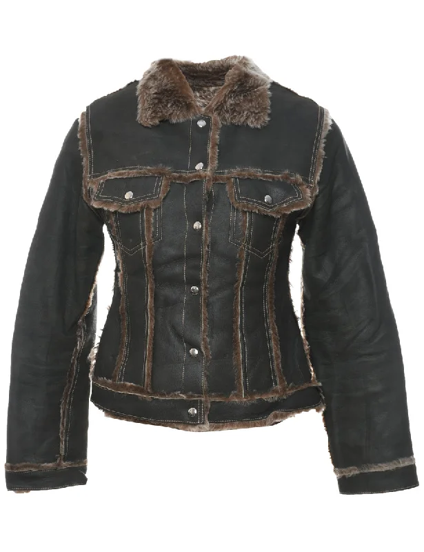 Dark Brown Contrast Stitch Jacket - M Plaid Jacket Tartan Jacket Houndstooth Jacket