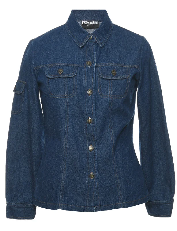 Dark Wash Classic Denim Jacket - M Insulated Jacket Fitted Jacket Loose Jacket