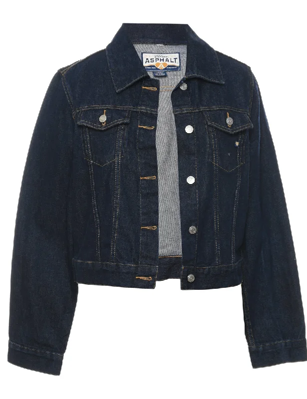 Dark Wash Handpainted 1990s Denim Jacket - L Bomber Jacket Anorak Windbreaker