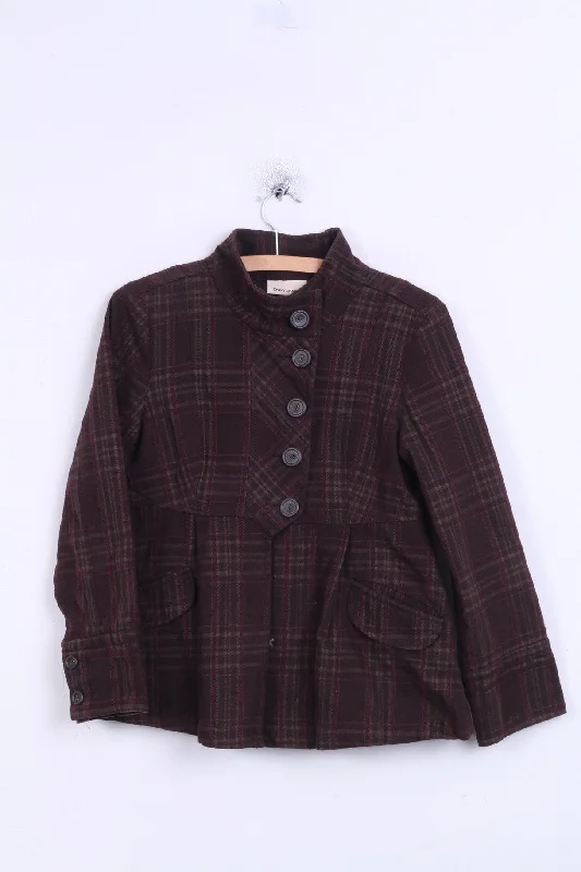 DKNY Jeans Womens S Jacket Purple Check Single Breasted Cotton Brown Anorak Shell Jacket Lightweight Jacket DKNY Jeans Womens S Jacket Purple Check Single Breasted Cotton Brown Anorak Shell Jacket Lightweight Jacket