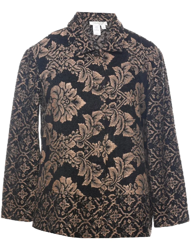 Floral Pattern Tapestry Jacket - L Quilted Jacket Puffer Jacket Insulated Jacket