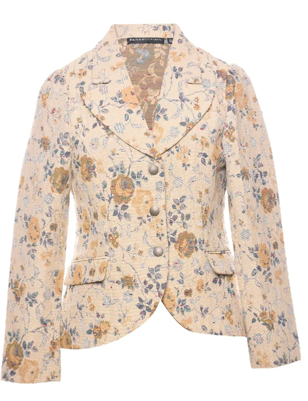 Floral Pattern Tapestry Jacket - M Striped Jacket Polka Dot Jacket Floral Jacket