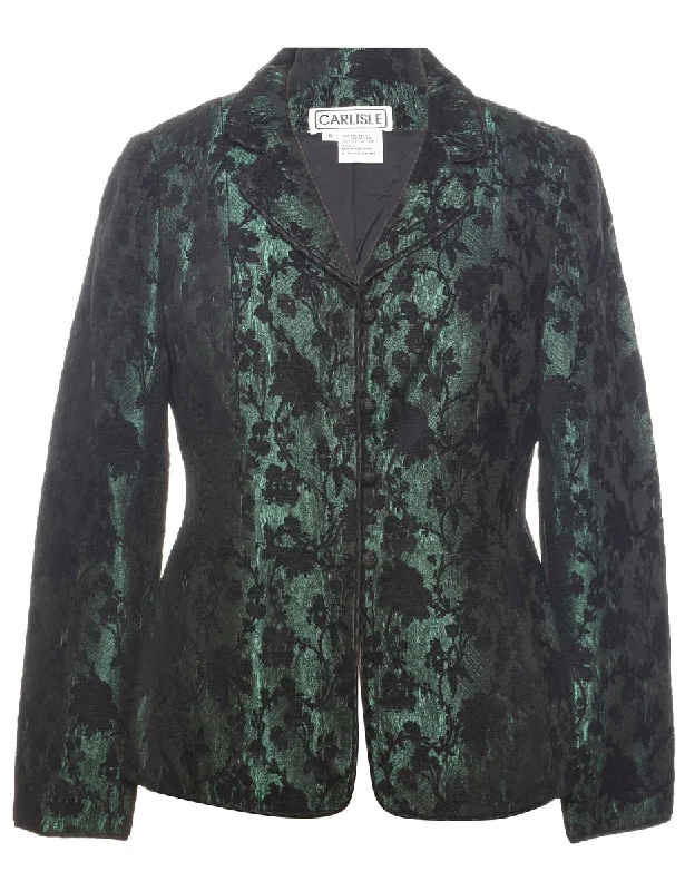 Floral Pattern Tapestry Jacket - M Hooded Jacket Caped Jacket Shawl Collar Jacket