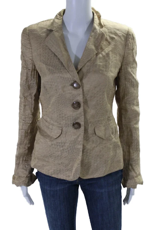 Giorgio Armani Womens Silk Blend Long Sleeves Button Down Jacket Beige Notch Collar Jacket Peter Pan Collar Jacket Cowl Neck Jacket Giorgio Armani Womens Silk Blend Long Sleeves Button Down Jacket Beige Notch Collar Jacket Peter Pan Collar Jacket Cowl Neck Jacket