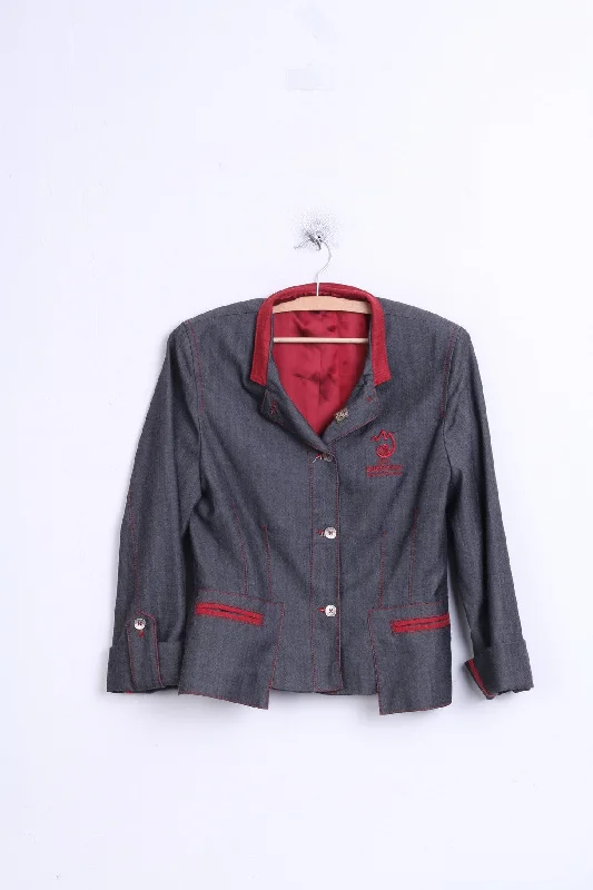 ISILDA PELICANO Womens 36 S Blazer Jacket Grey Euro 2008 Austria Switerzland Striped Jacket Polka Dot Jacket Floral Jacket ISILDA PELICANO Womens 36 S Blazer Jacket Grey Euro 2008 Austria Switerzland Striped Jacket Polka Dot Jacket Floral Jacket
