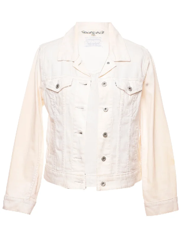 Levi's Denim Off-White Denim Jacket - M Trench Coat Raincoat Waterproof Jacket