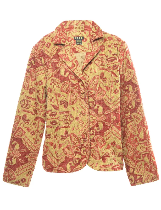 Maroon & Light Green Tapestry Jacket - XL One-Shoulder Jacket Off-the-Shoulder Jacket Asymmetrical Jacket Maroon & Light Green Tapestry Jacket - XL One-Shoulder Jacket Off-the-Shoulder Jacket Asymmetrical Jacket