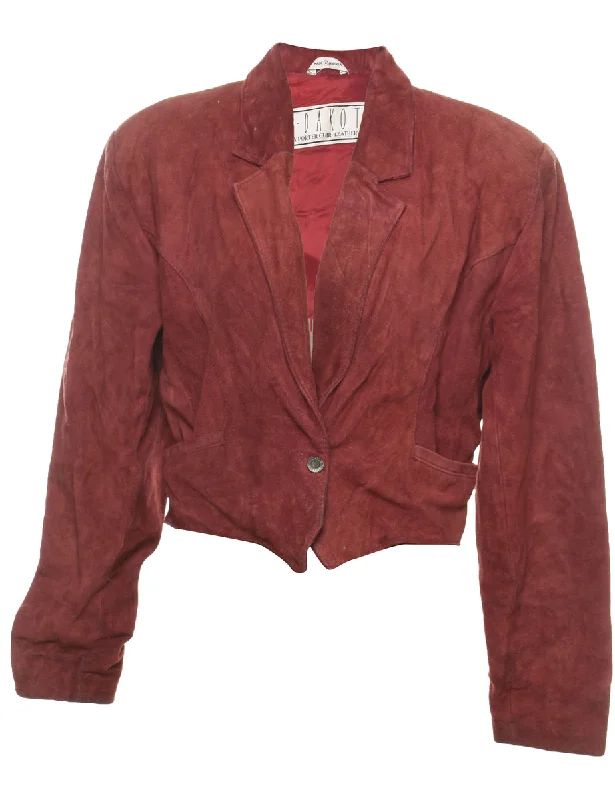 Maroon Suede Fringed Jacket - L Appliqued Jacket Beaded Jacket Sequined Jacket