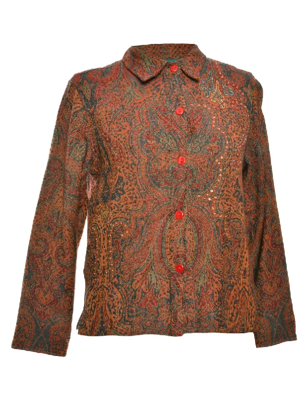 Multi-colour Paisley Jacket - XL Plaid Jacket Tartan Jacket Houndstooth Jacket
