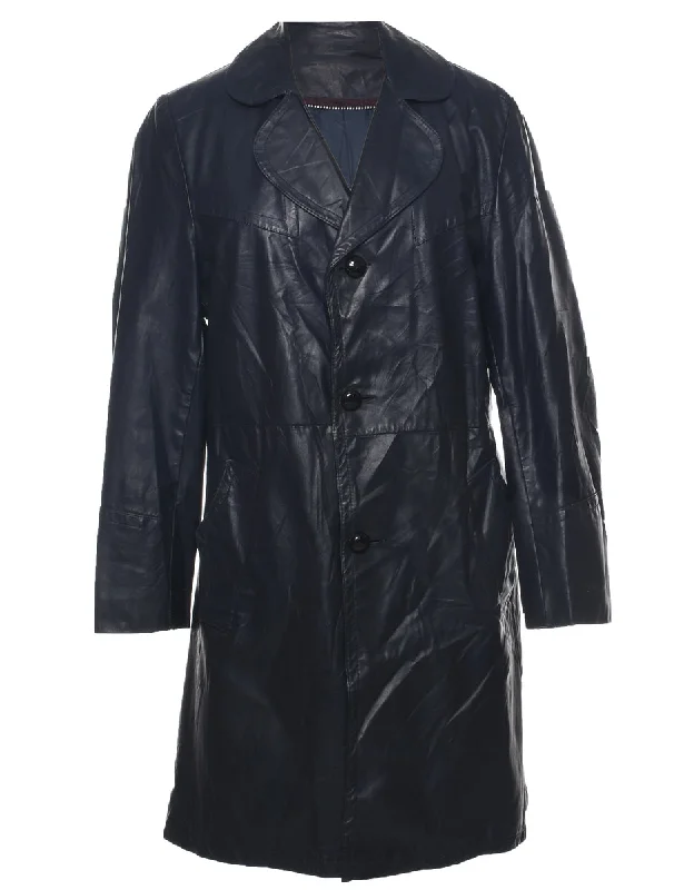 Navy Leather Jacket - L Wool Jacket Cashmere Jacket Tweed Jacket