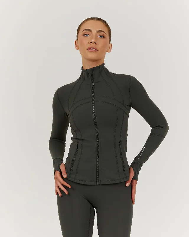 PERFORMA ZIP UP JACKET - FOREST Chenille Fabric Brocade Fabric Lace Fabric
