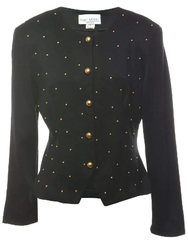 Petites Studed  Evening Jacket - M Ribbed Jacket Pleated Jacket Ruffled Jacket