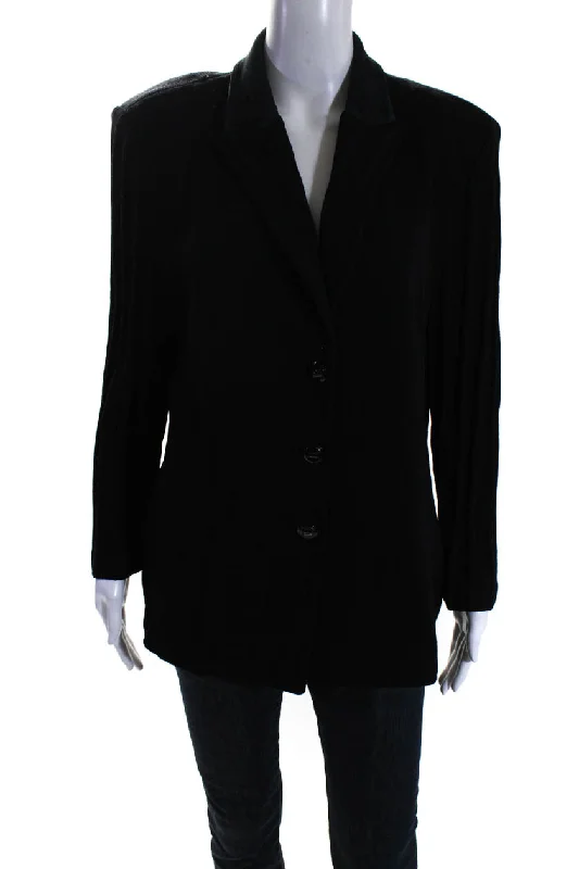 St. John Collection By Marie Gray Women's Button Down Jacket Black Bomber Jacket Anorak Windbreaker