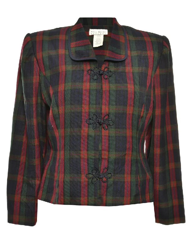 Tartan Green & Maroon Jacket - XL Insulated Jacket Fitted Jacket Loose Jacket