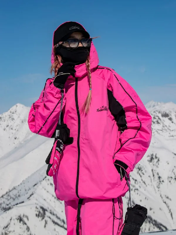 Tolasmik TK PRO+ Printed Stitching Pink Snow Jacket - Women's Trench Coat Raincoat Waterproof Jacket