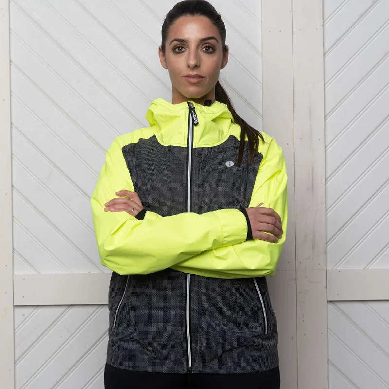 Waterproof Reflective Women's Colorado Jacket in Flo Lime/Graphite Knit Fabric Woven Fabric Fleece Fabric Waterproof Reflective Women's Colorado Jacket in Flo Lime/Graphite Knit Fabric Woven Fabric Fleece Fabric